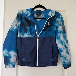 Jordan Kids' Blue Tie-Dye Hooded Windbreaker Jacket | Size Medium